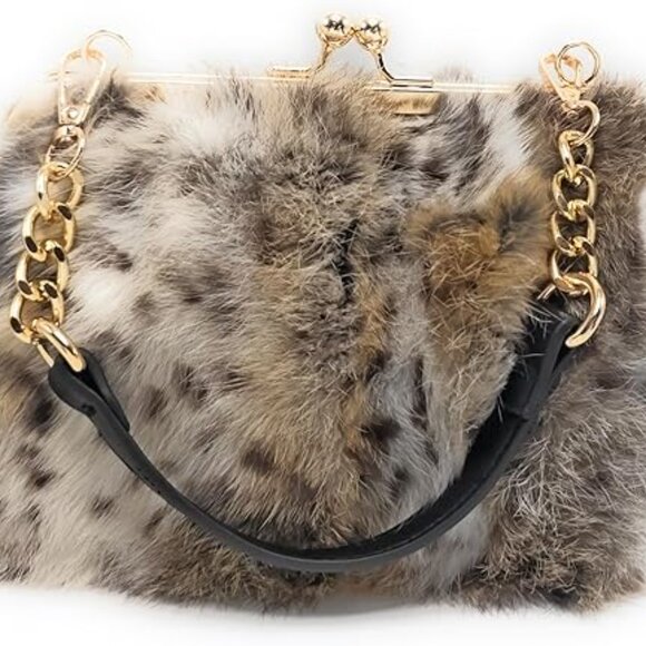 Neiman Marcus Elegant Lynx Stripe Print Handbag - Picture 5 of 8